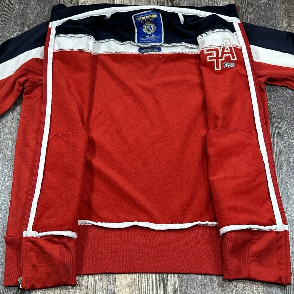 Vintage Abercrombie & Fitch AF 1892 Red Navy White Track Jacket Teen L Adult‎ M